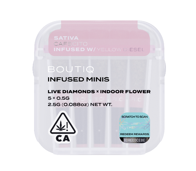 Boutiq Infused Minis Pre Rolls Cafecito x Yellow Diesel